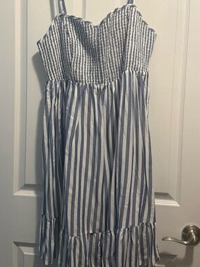 torrid Blue and White Smocked Strap Dress